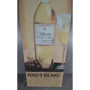 Pinot Blanc Vineyard France Wine Wall Hanging Plaque Hand Painted Vintage Canvas
